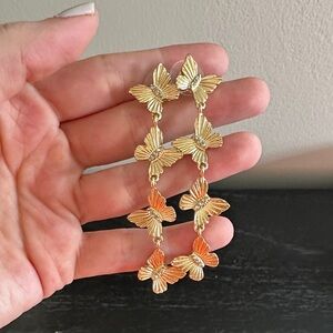 Elegant Gold Butterfly Drop Earrings